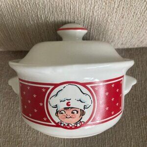 White  Vintage Ceramic Campbell's  Covered soup bowls Set of Four